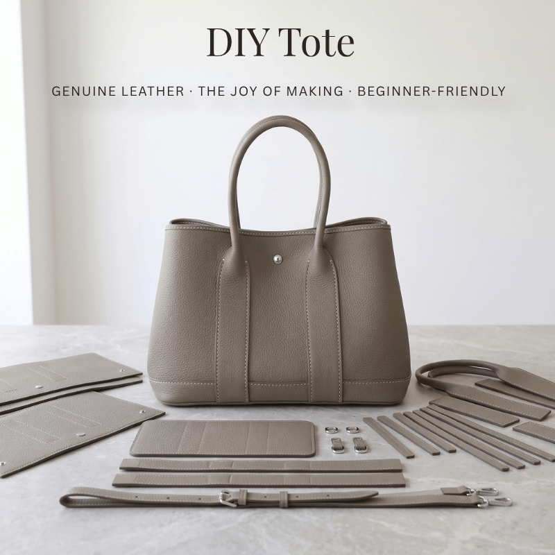Daphne DIY leather bag kit in grey, finished everyday tote