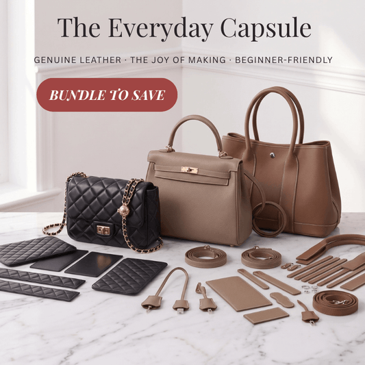 The Everyday Capsule bundle, three DIY leather bag kits