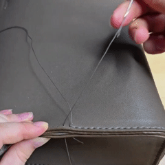 Hand-stitching a Grace DIY leather bag kit