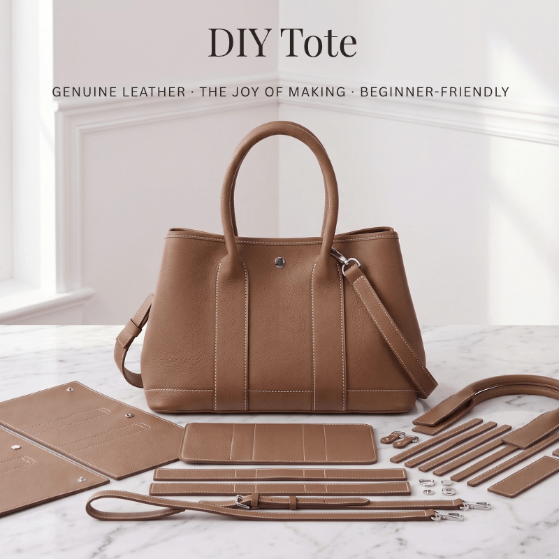 Daphne DIY leather bag kit in brown, finished everyday tote