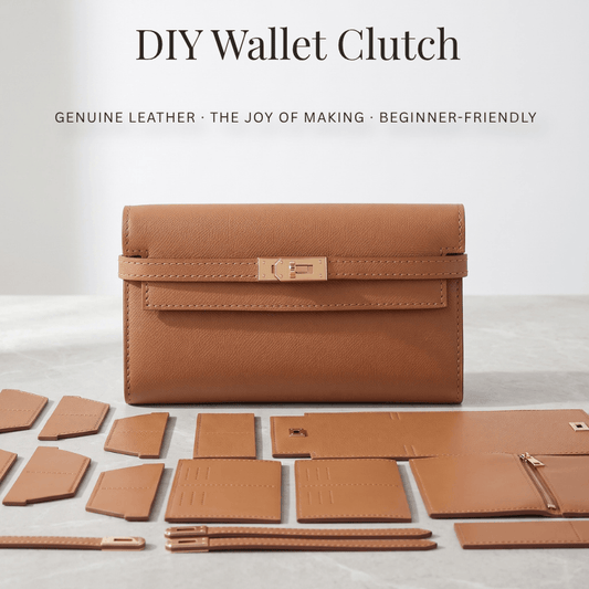 Valentina DIY leather wallet clutch kit in brown, finished clutch