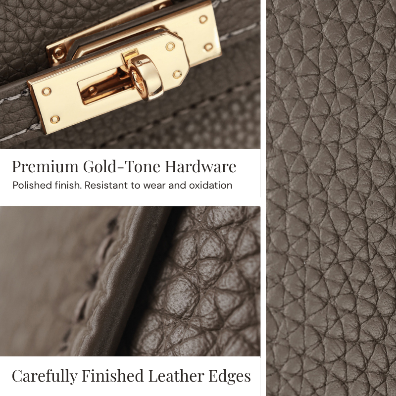 Grace DIY leather bag kit, premium leather and hardware up close