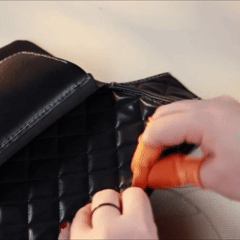 Hand-stitching a Madeline DIY leather bag kit